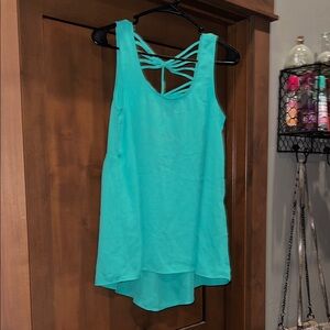 DayTrip Tank Top with Ladder/Criss-Cross Back Detail-Mint-High-Low Hem
